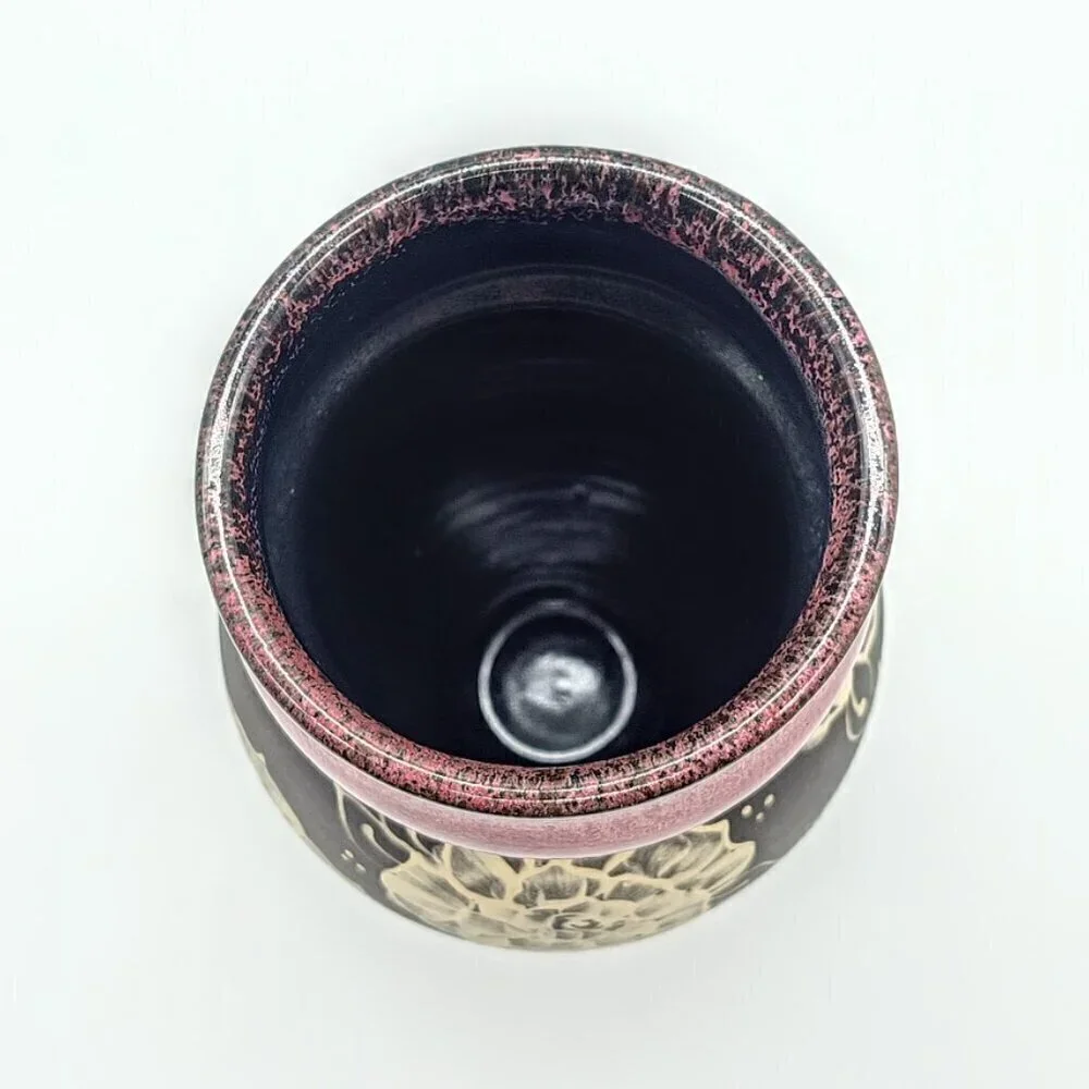 Kate Hevers Studio Art Pottery Raspberry Rose Vase